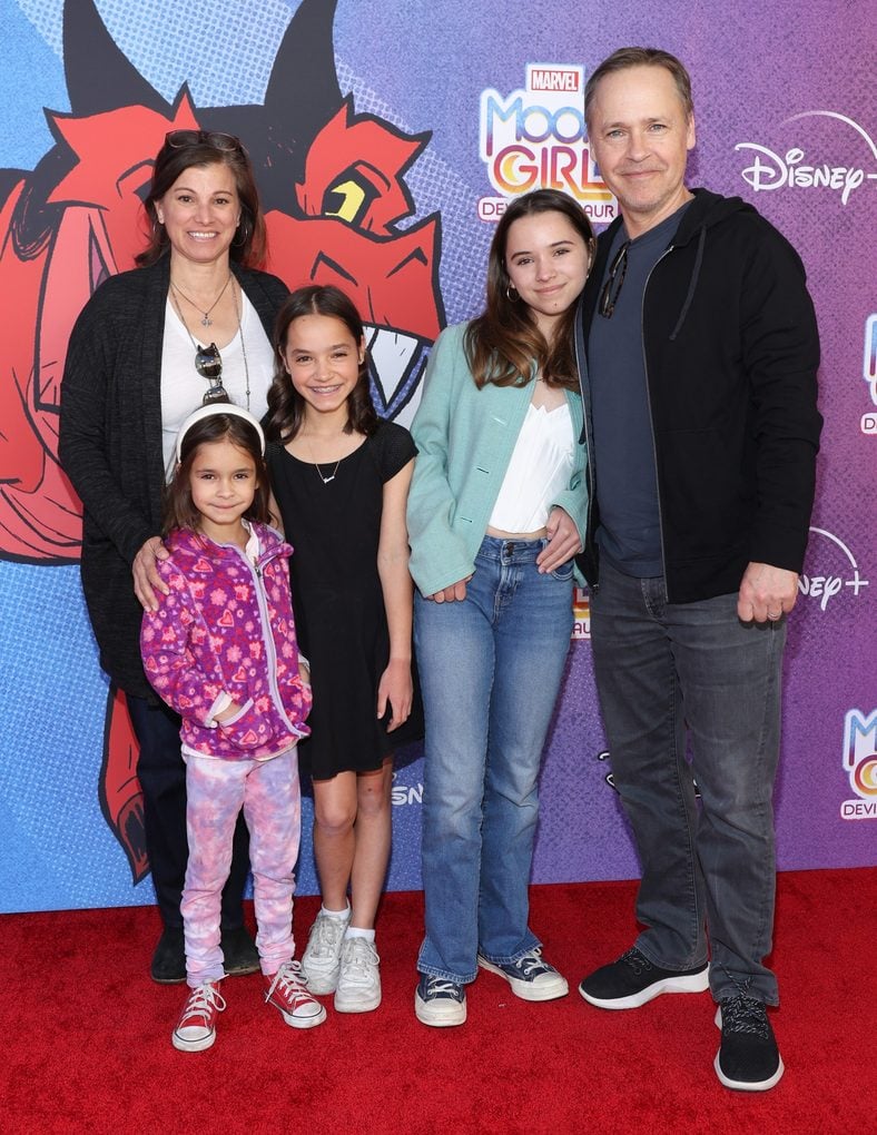 Chad Lowe poses with his family at the premiere of Moon Girl And Devil Dinosaur