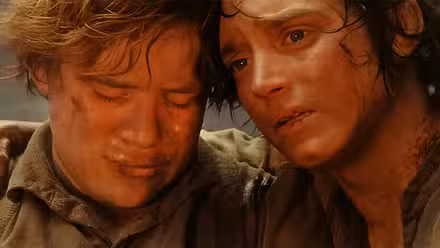 Frodo mocking Sam on Mount Doom in 'Lord of the Rings - Return of the King'.