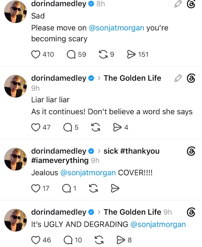Dorinda Medley calls out Sonja Morgan for lying on Golden Life
