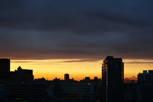 MONTREAL, QUEBEC - JUNE 05: A panoramic view of the city at sunset during a preview ahead of the F1 Canadian Grand Prix at Circuit Gilles Villeneuve on June 05, 2019 in Montreal, Canada. (Photo by Dan Istitene/Getty Images)