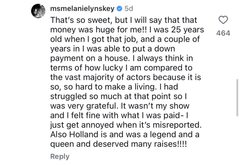 Melanie Lynskey leaves a comment about her Two and a Half Men salary