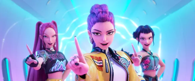 KPOP DEMON HUNTERS - (L-R) Mira (voice by MAY HONG), Rumi (voice by ARDEN CHO) and Zoey (voice by JI-YOUNG YOO). ©2025 Netflix