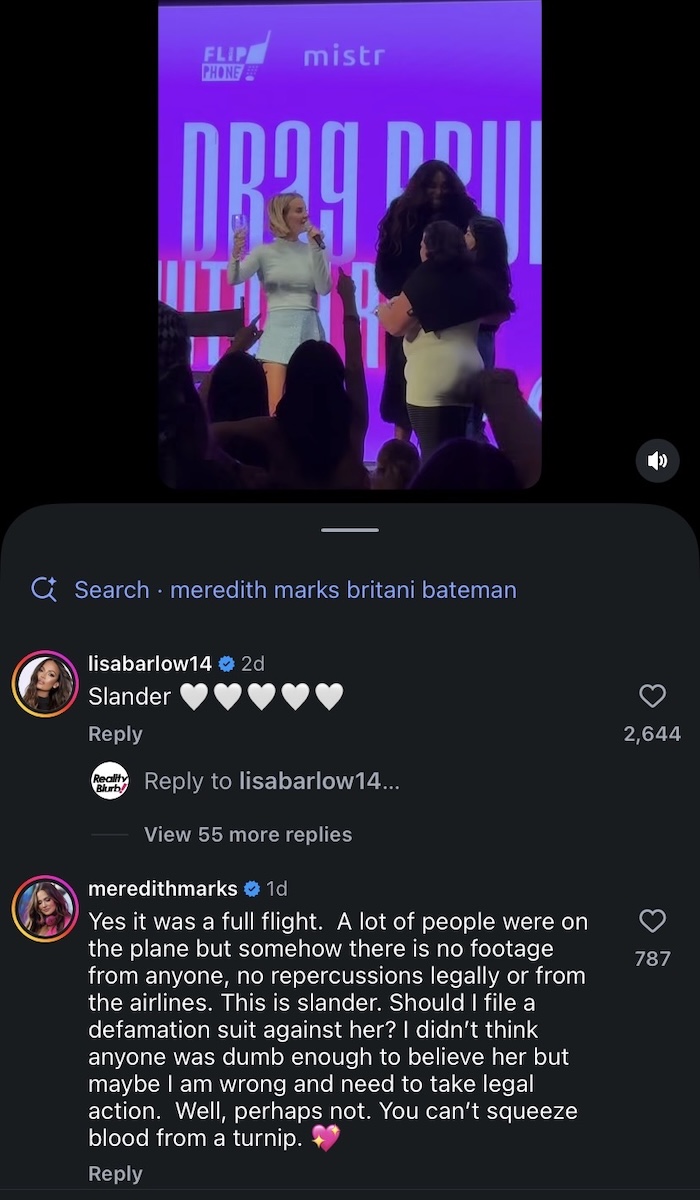 RHOSLC Meredith Marks responds to Whitney Rose saying she lied about her plane drama with Britani Bateman