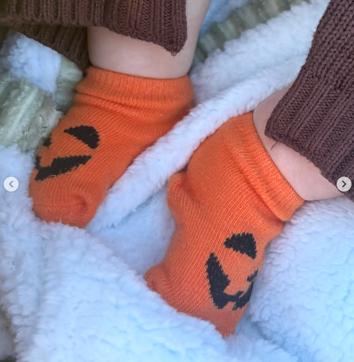Millie Bobby Brown's second baby pumpkin socks