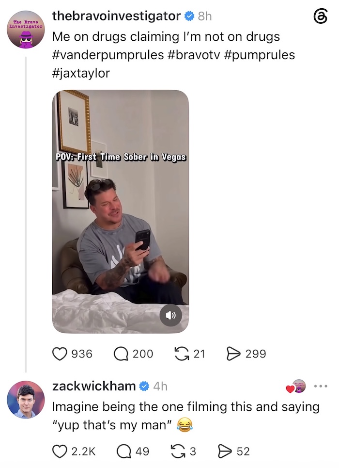 The Valley Zack Wickham Responds to Jax Taylor Says He's Sober in Las Vegas