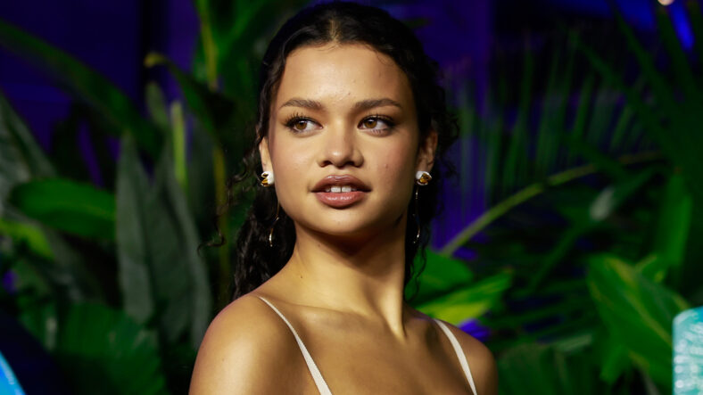 Catherine Laga'aia present at Disney "Moana" A special occasion while wearing a thin dress with a strap