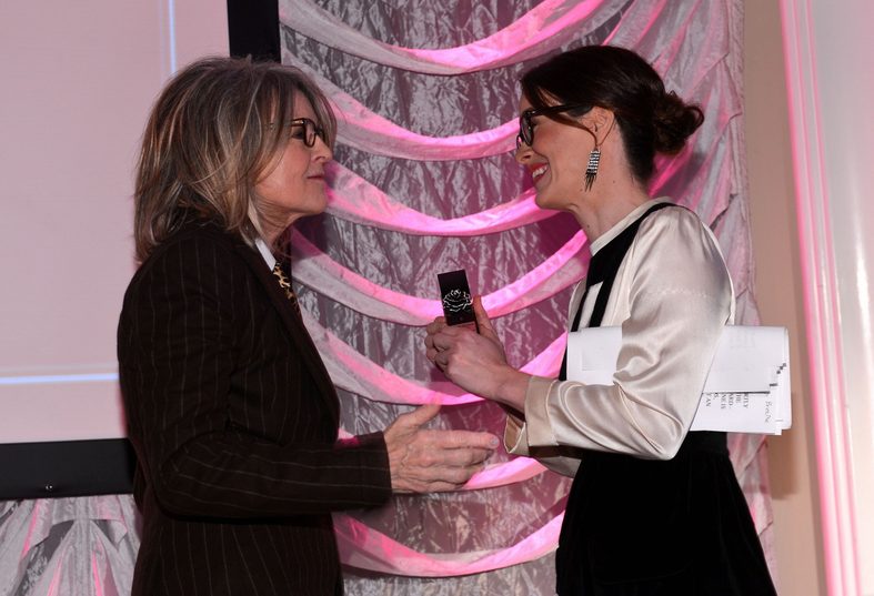 Diane Keaton and Sarah Paulson talk on stage at The Hollywood Reporter "Power 100: Women in Entertainment" Breakfast