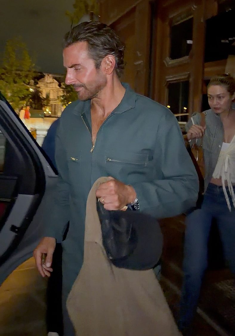 Bradley Cooper and supermodel Gigi Hadid are seen leaving a private dinner together in Paris