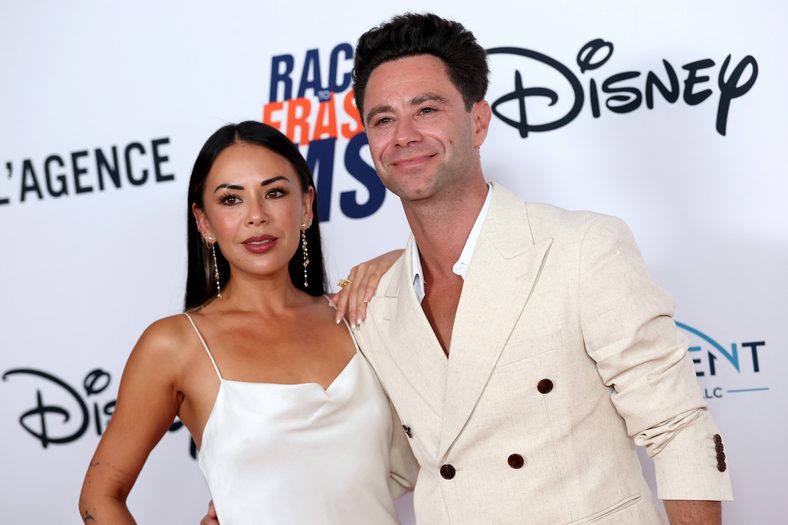 Janel Parrish and Sasha Farber attend the 33rd Annual Race to Erase MS Gala