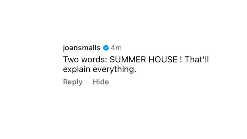 Screenshot of Joan Smalls comments from Just Jared's Instagram