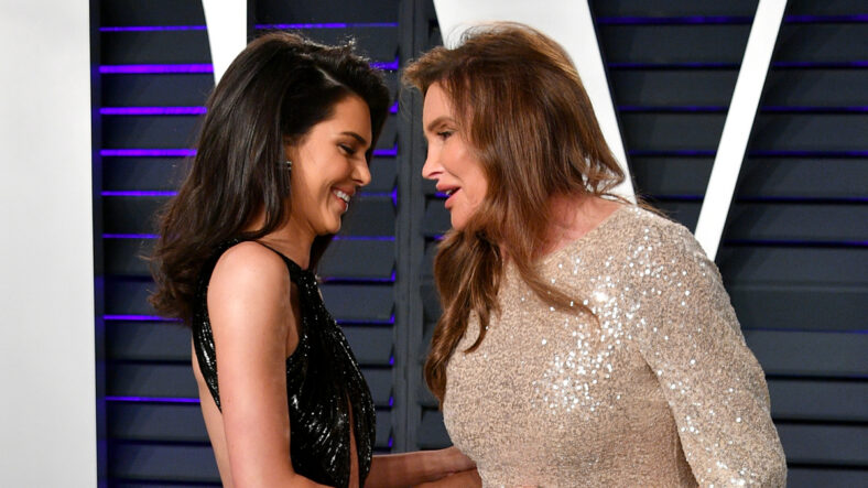 Kendall Jenner and Caitlyn Jenner greet each other on the red carpet