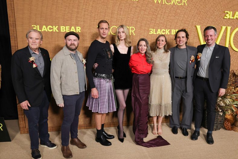 Timothy Headington, Justin Lothrop, Alexander Skarsgård, Elizabeth Debicki, Olivia Colman, Eleanor Wilson, Alex Huston Fischer and Brad Zimmerman attend the Los Angeles premiere of Black Bear's "Sligo"