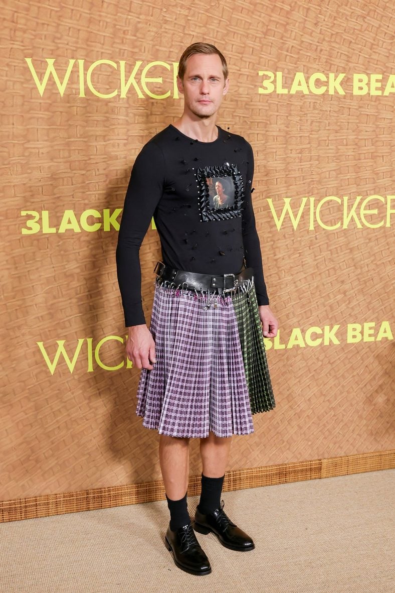 Alexander Skarsgard poses on the carpet at the premiere of his new movie Wicker in Los Angeles